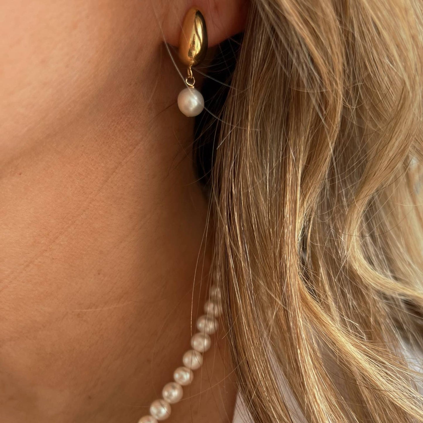 Freshwater Pearl Dome Studs Earrings