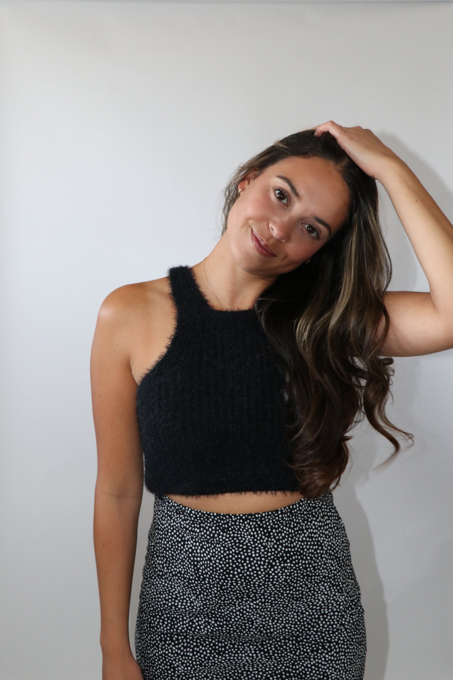 Leah Halter Knit Top - Black