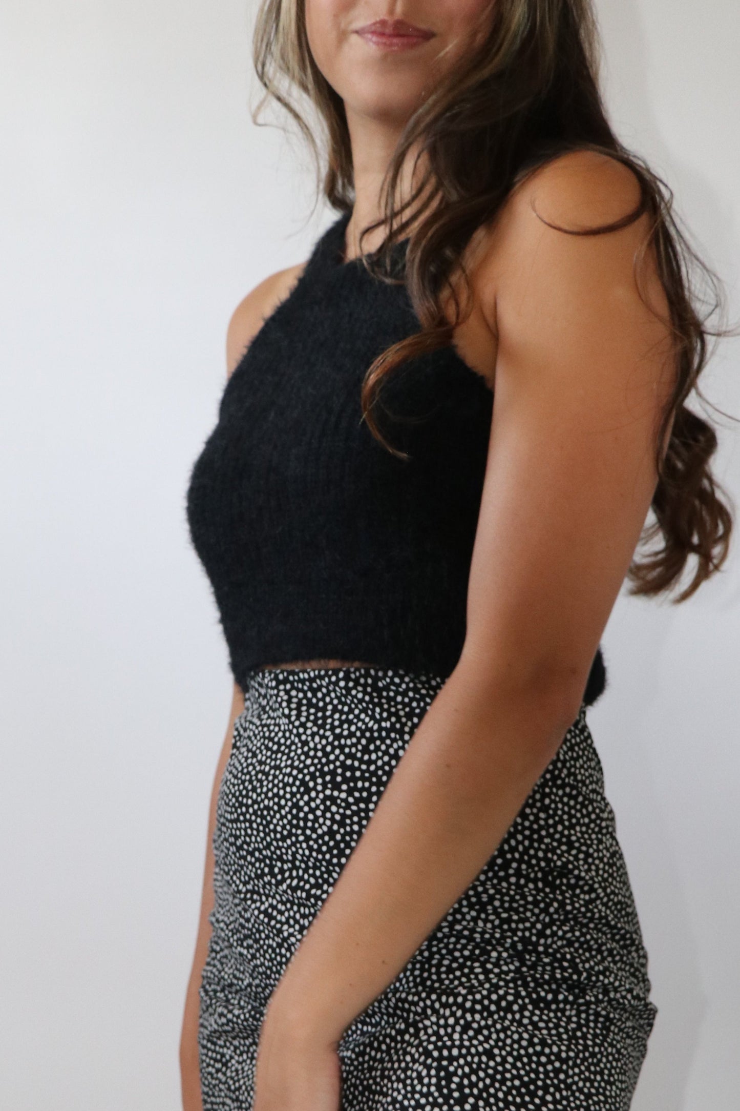 Leah Halter Knit Top - Black